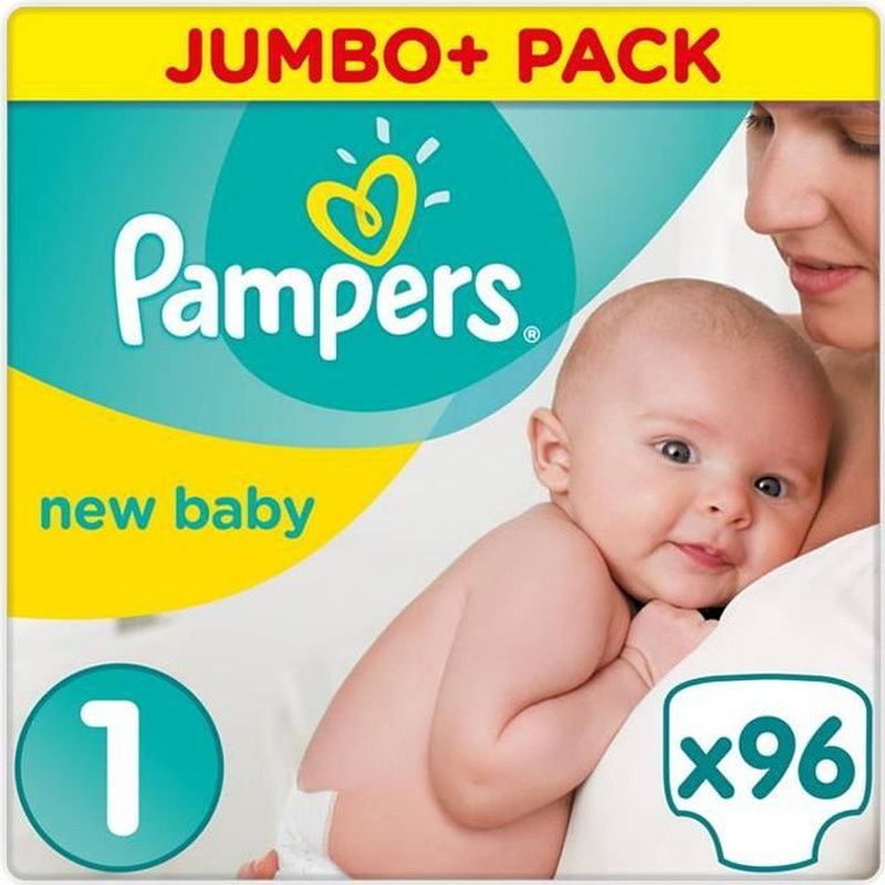 Foto van Pampers premium protection new baby maat 1 (newborn) 2-5 kg, 96 luiers - jumbo pack