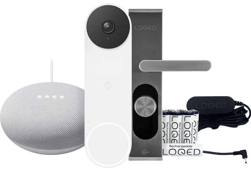 Foto van Google nest doorbell + nest mini + loqed touch smart lock + loqed power kit