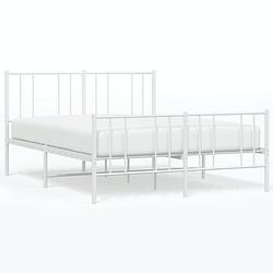 Foto van The living store bedframe klassiek - metaal - robuust - 196 x 142 x 90 cm - wit