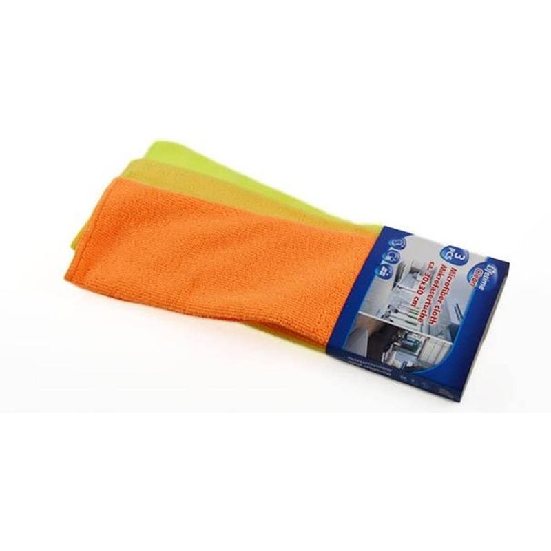 Foto van Lifetime clean microvezeldoek 30 cm oranje/geel 3 stuks