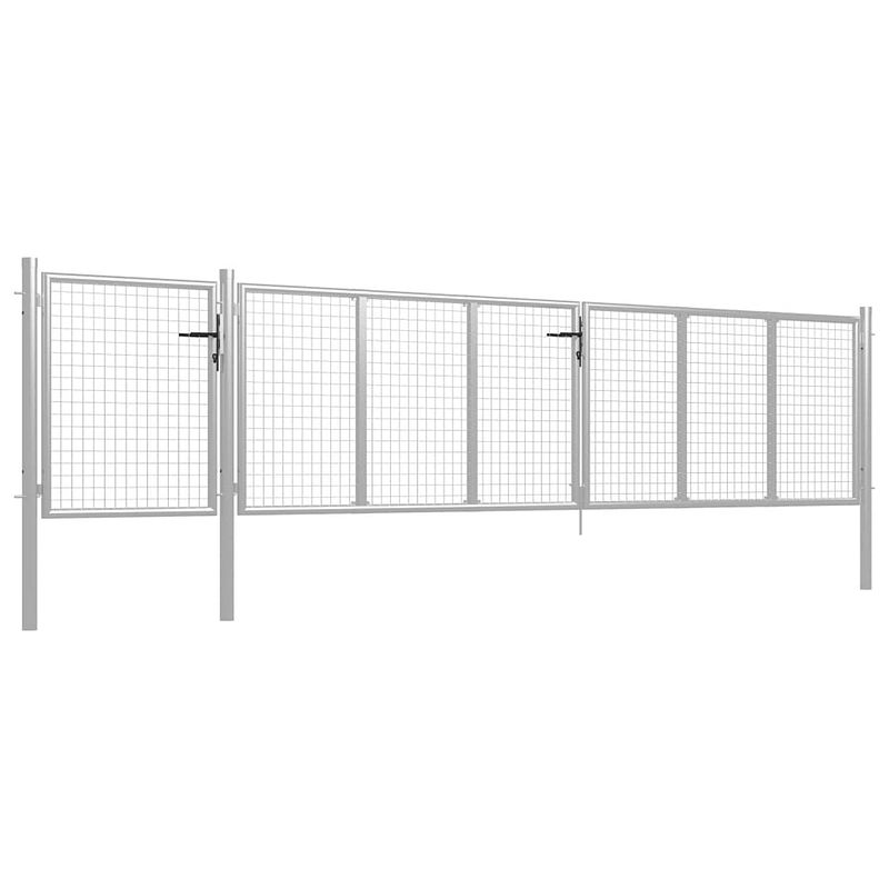 Foto van The living store tuinpoort staal - 500 x 125 cm - zilver - inclusief slot en sleutels