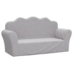 Foto van The living store kindersofa minibank - lichtgrijs - 93x34.5x48.5 cm - zacht pluche - schuimvulling