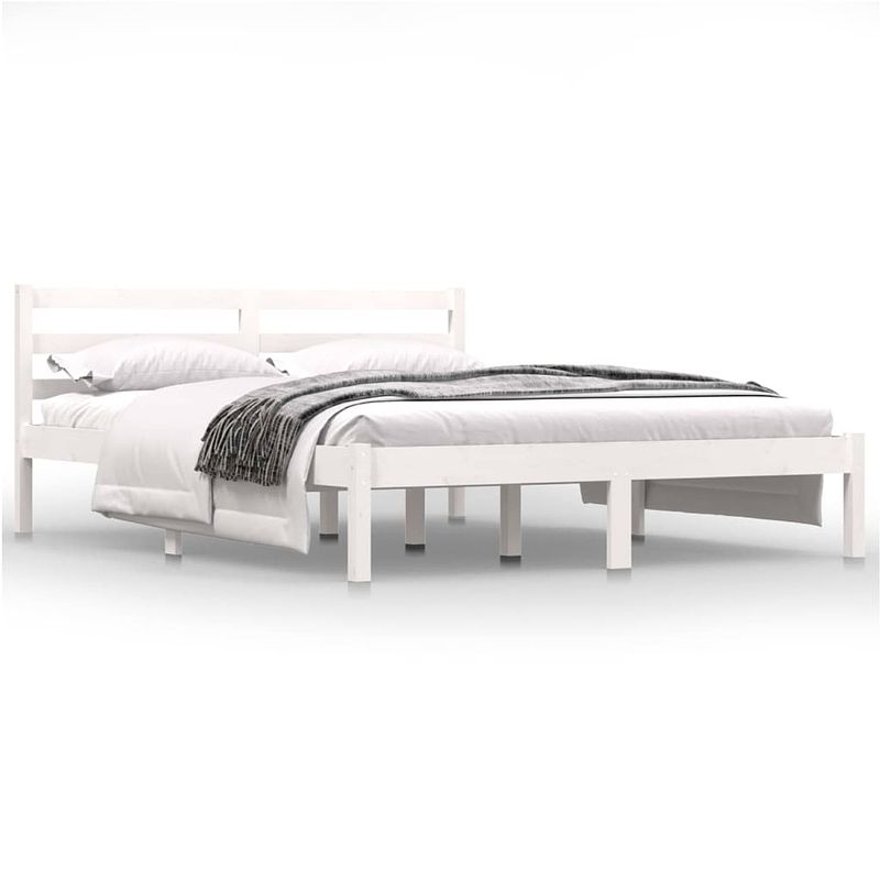 Foto van The living store bedframe massief grenenhout wit 140x190 cm - bed