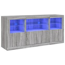 Foto van Vidaxl dressoir met led-verlichting 142,5x37x67 cm grijs sonoma