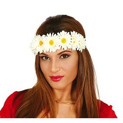 Foto van Fiestas guirca haarband flowers dames polyester wit one-size