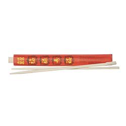 Foto van Eetstokjes gemaakt van bamboe in rood papieren zakje 2x stuks - eetstokjes