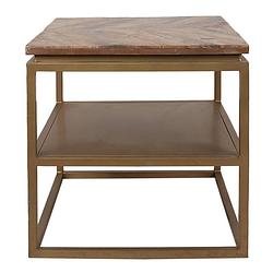 Foto van Clayre & eef bijzettafel 51x51x49 cm bruin hout ijzer vierkant side table tafeltje plantentafeltje bruin side table