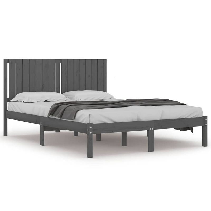 Foto van The living store bedframe - grenenhout - 205.5 x 165.5 x 31 cm - grijs - montage vereist