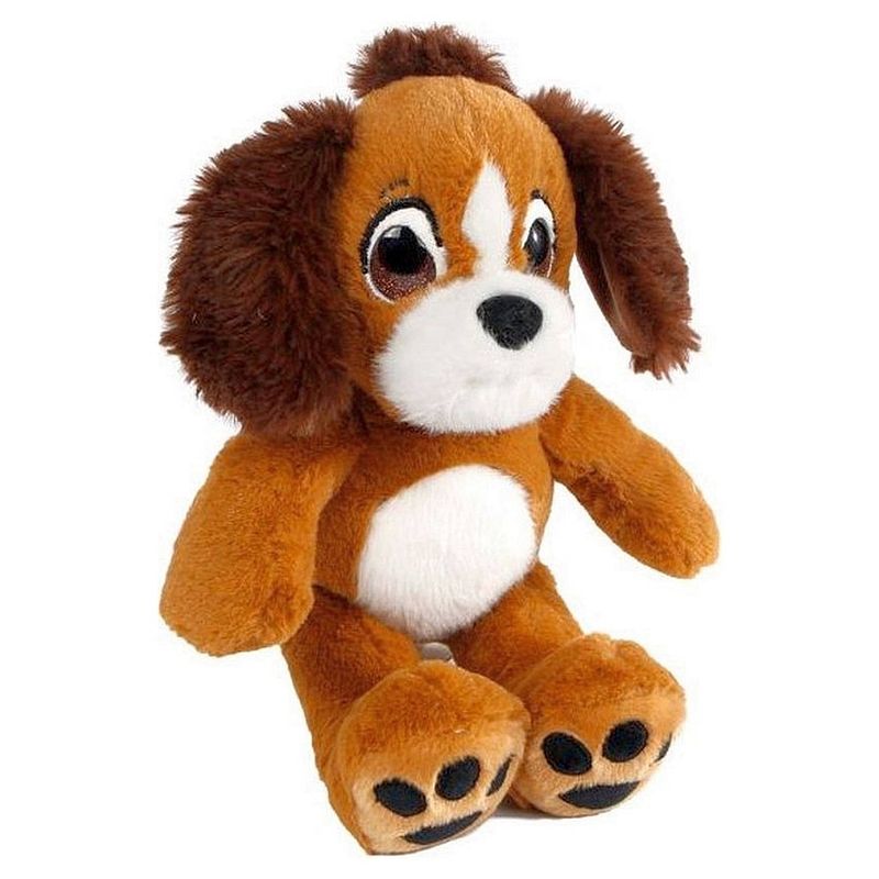 Foto van Take me home knuffelhond junior 23 x 31 cm pluche bruin/wit