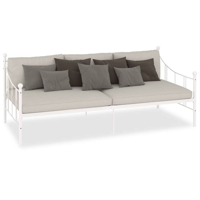 Foto van The living store metalen slaapbank - wit - 208 x 95 x 83 cm - logeerbed en bank - geschikte matras 90 x 200 cm -