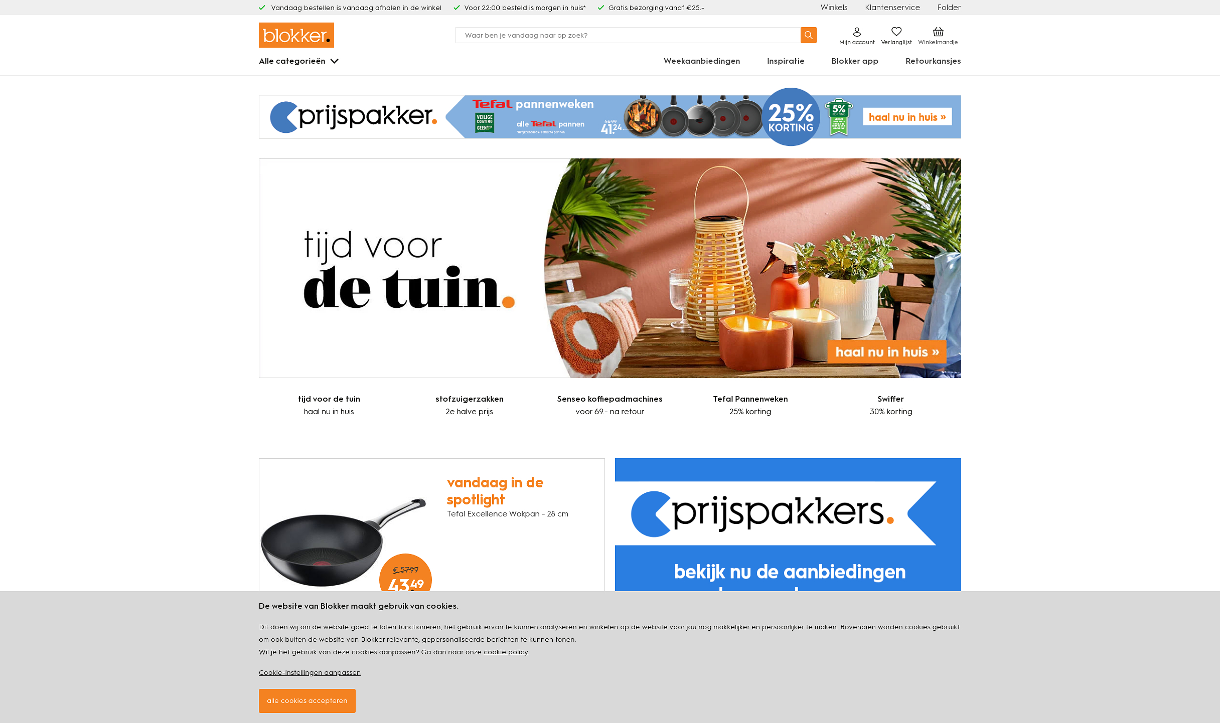 Screenshot van de webshop Blokker