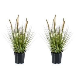 Foto van Set van 2x stuks kunstplanten groen gras sprieten 45 cm. - kunstplanten