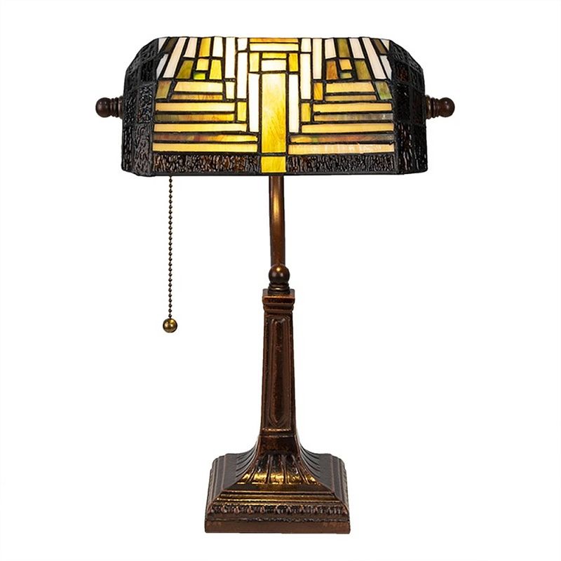 Foto van Clayre & eef cremekleurige bureaulamp tiffany 26*26*42 cm e27/max 1*40w 5ll-6088