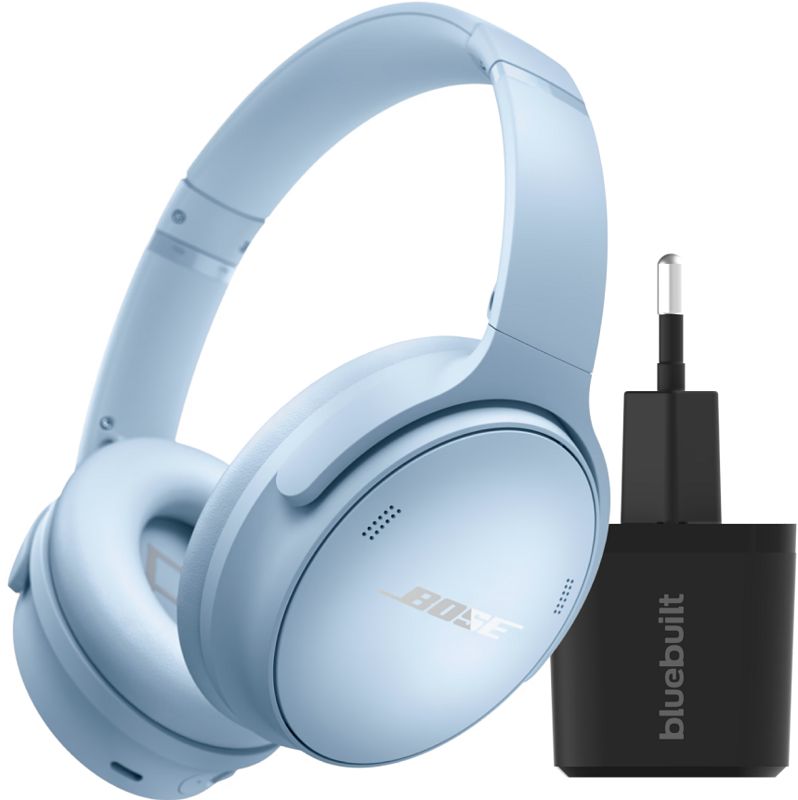 Foto van Bose quietcomfort headphones blauw limited edition + oplader