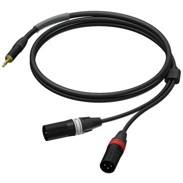 Foto van Procab pra712/1.5 prime verloopkabel 1.5m 1x minijack - 2x xlr-m