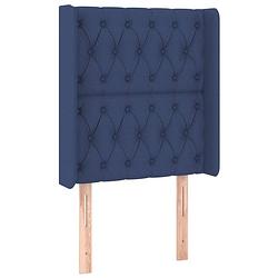 Foto van The living store hoofdeind blauw stof - 83x16x118/128 cm - trendy design