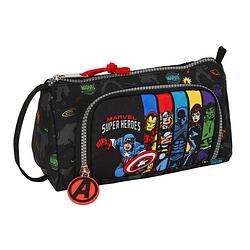 Foto van Schooletui met accessoires the avengers super heroes zwart (20 x 11 x 8.5 cm) (32 onderdelen)