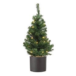 Foto van Volle kunst kerstboom 75 cm met verlichting inclusief donkergrijze pot - kunstkerstboom