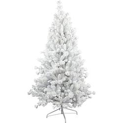 Foto van Teddy white kunstkerstboom - 150 cm - wit - ø 86 cm - 422 tips - besneeuwd - metalen voet