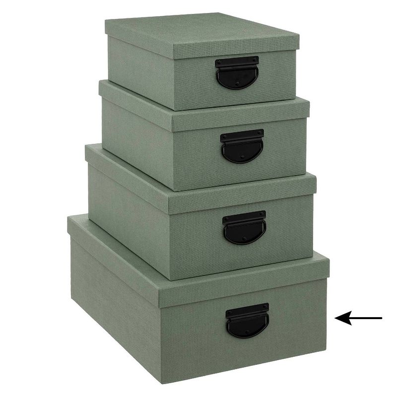 Foto van 5five opbergdoos/box - groen - l39 x b30 x h16 cm - stevig karton - industrialbox - opbergbox