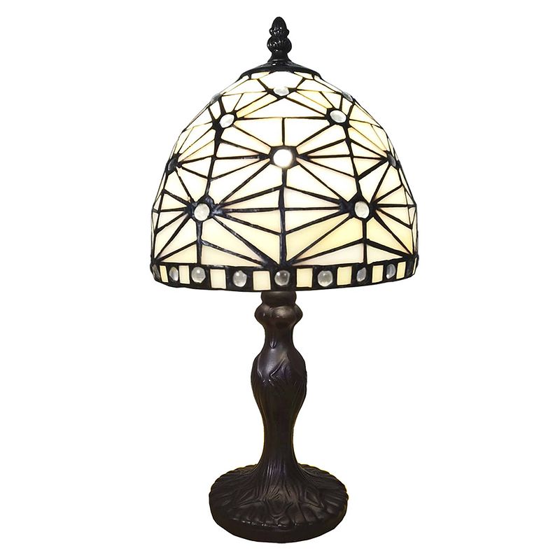 Foto van Lumilamp tiffany tafellamp ø 18*33 cm beige kunststof glas tiffany bureaulamp tiffany lampen glas in lood beige