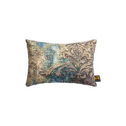 Foto van Ptmd triva blue cotton velvet cushion antique print l