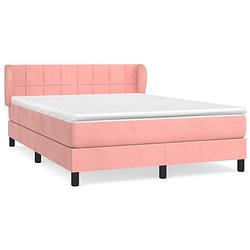 Foto van Vidaxl boxspring met matras fluweel roze 140x200 cm