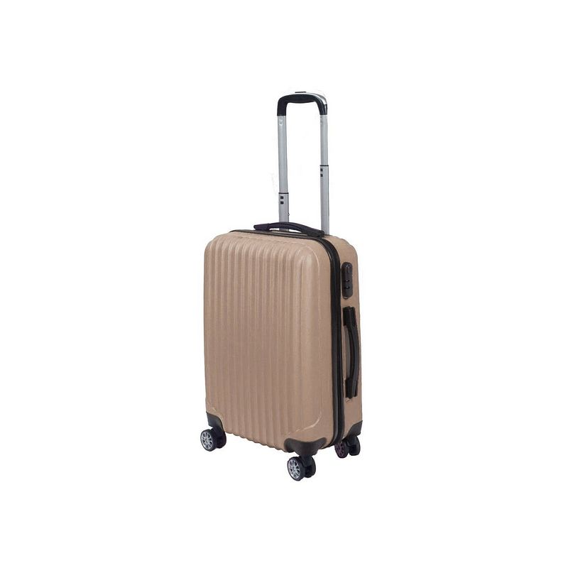 Foto van Handbagage koffer 55cm champagne 4 wielen trolley met pin slot