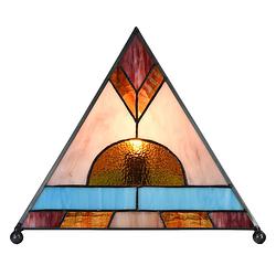 Foto van Haes deco - tiffany tafellamp bruin 26x26x30 cm fitting e14 / lamp max 1x40w