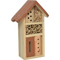 Foto van Insectenhotel bamboe hout - 9 x 16 x 26 cm - terra bruin - insectenhotel