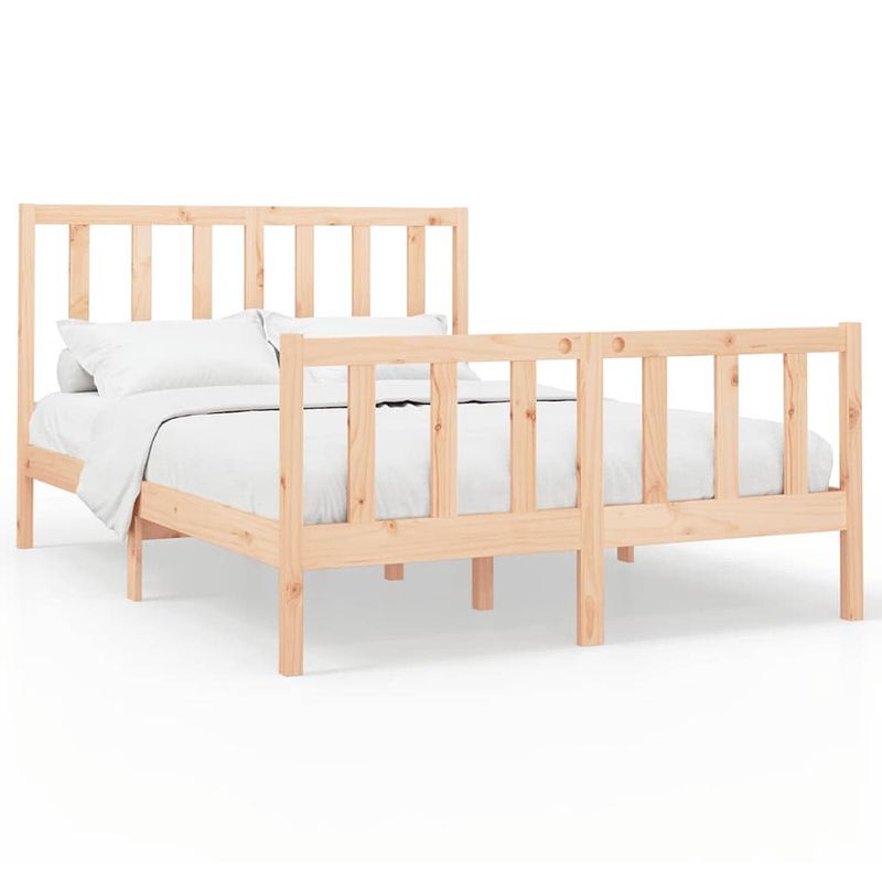 Foto van The living store houten bedframe - massief grenenhout - 205.5 x 166 x 69.5 cm - comfortabel hoofdeinde