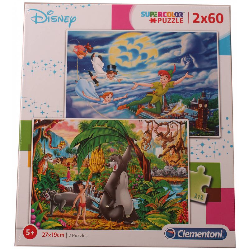 Foto van Clementoni legpuzzel supercolor disney 2 x 60 stukjes