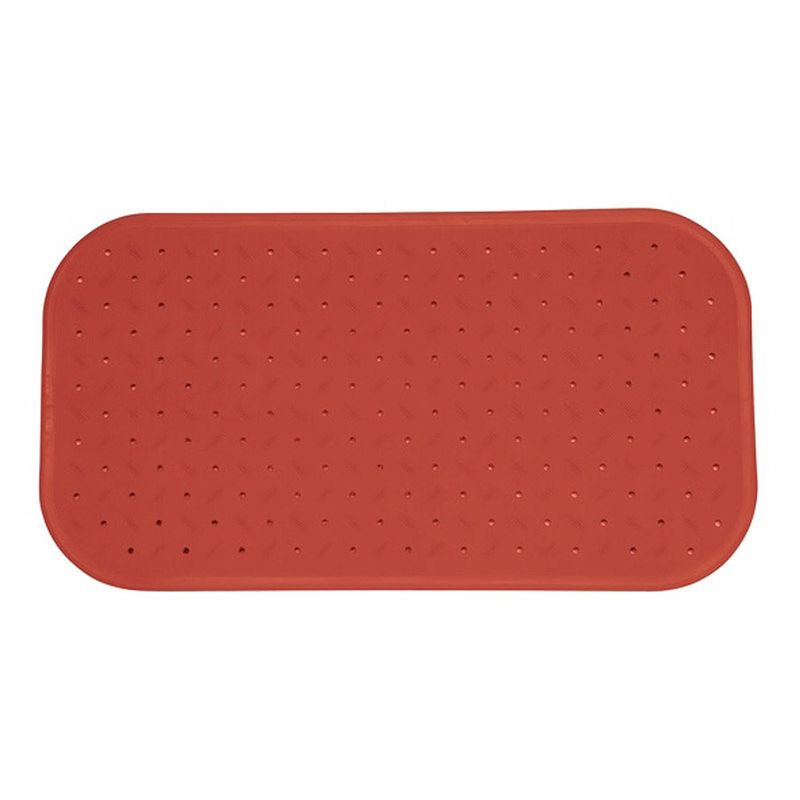 Foto van Msv douche/bad anti-slip mat badkamer - rubber - terracotta - 36 x 76 cm - badmatjes