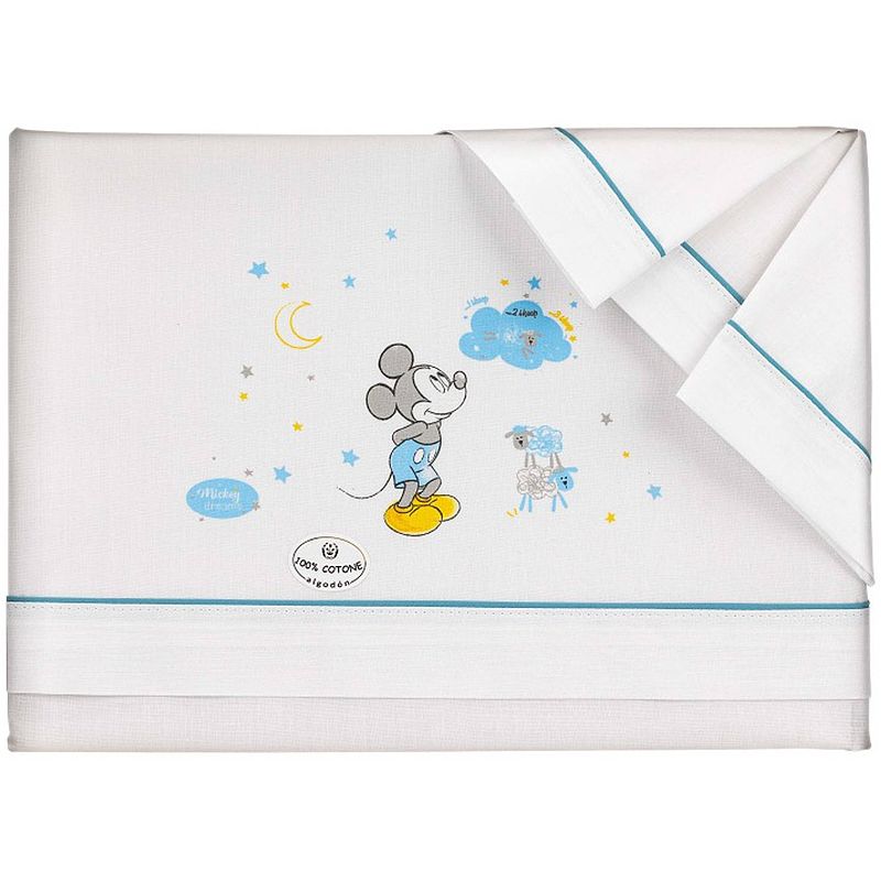 Foto van Disney beddengoed mickey mouse 60 x 120 cm katoen wit/blauw