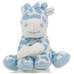 Foto van Suki gifts pluche gevlekte giraffe knuffeldier - tuttel doekje - blauw/wit - 30 cm - knuffeldoek