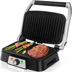 Foto van Contactgrill - tosti apparaat - tosti ijzer - aigi hitty - cool touch - rvs - zwart/zilver