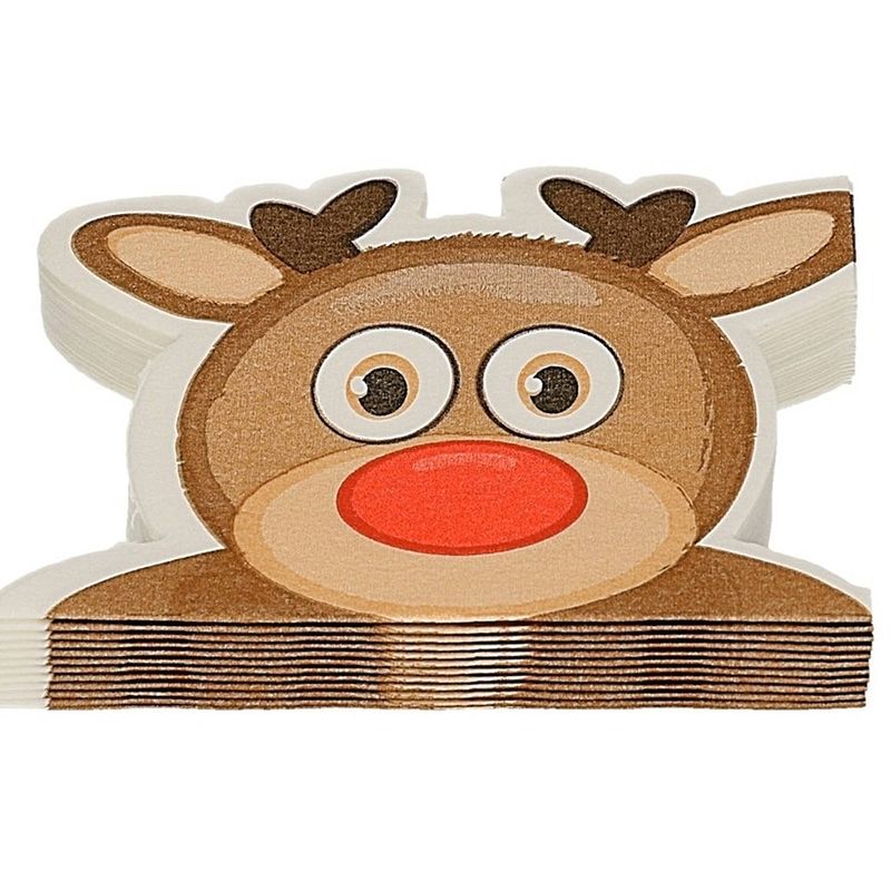 Foto van 36x rudolph het rendiertje kerst servetten rood 33 cm - feestservetten