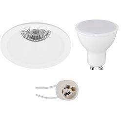 Foto van Led spot set - pragmi pollon pro - gu10 fitting - dimbaar - inbouw rond - mat wit - 6w - helder/koud wit 6400k -