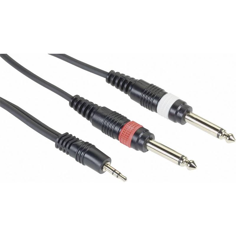 Foto van Paccs paccs jack adapterkabel [2x jackplug male 6,3 mm - 1x jackplug male 3,5 mm] 1.50 m zwart