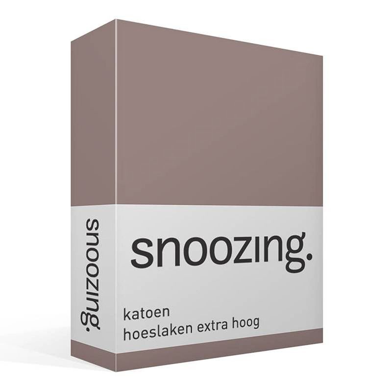 Foto van Snoozing - katoen - extra hoog - hoeslaken - 200x220 - taupe