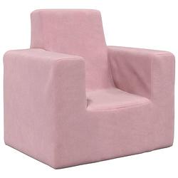 Foto van The living store kinderbank - pluche - roze - 52 x 39 x 50 cm - met afneembare hoes - schuimvulling