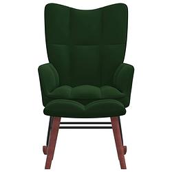 Foto van The living store schommelfauteuil met voetenbank - donkergroen - 61 x 78 x 98 cm - fluweel