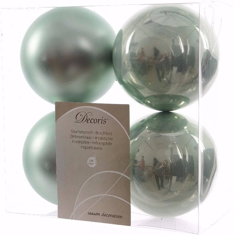 Foto van Sweet christmas kerstboom decoratie kerstballen 10 cm mint 4 stuks - kerstbal