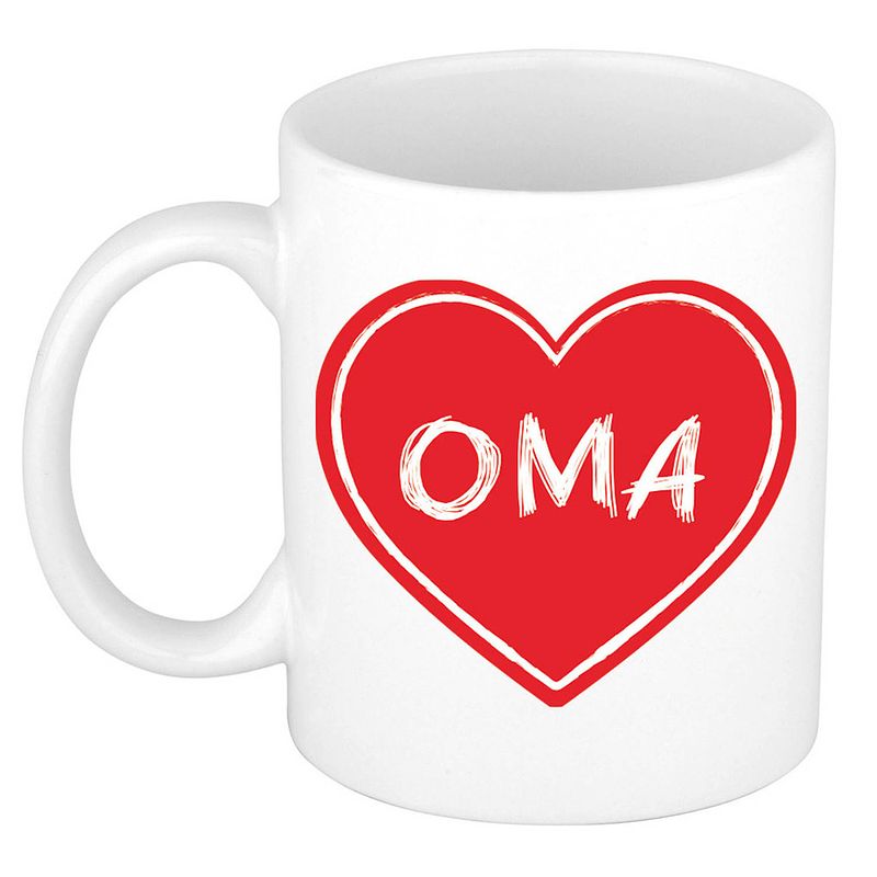 Foto van Bellatio decorations liefste oma verjaardag cadeau mok - rood hartje - 300 ml - opa/oma dag - feest mokken