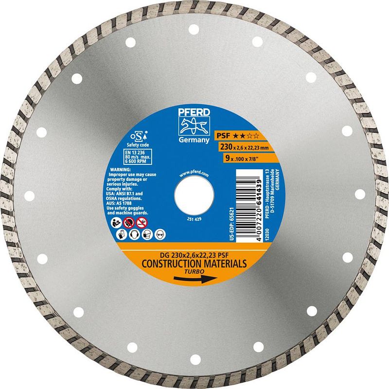 Foto van Pferd 68023222 dg psf diamanten doorslijpschijf diameter 230 mm 1 stuk(s)