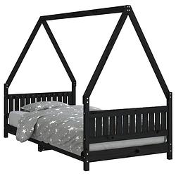 Foto van Vidaxl kinderbedframe 90x190 cm massief grenenhout zwart