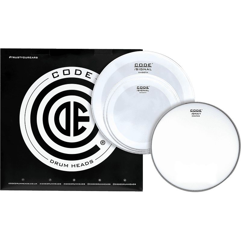 Foto van Code drum heads tpsigsmos signal standard pack 12-13-16 inch smooth tomvellen + 14 inch coated snaredrumvel