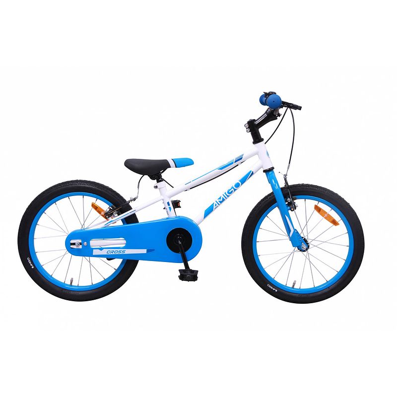 Foto van Amigo cross 18 inch 22 cm jongens v-brake blauw/wit