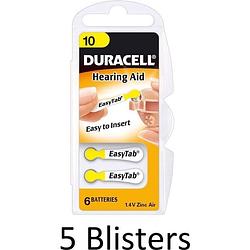 Foto van 30 stuks (5 blisters a 6 st) duracell hearing aid da10 1.4v niet-oplaadbare batterij