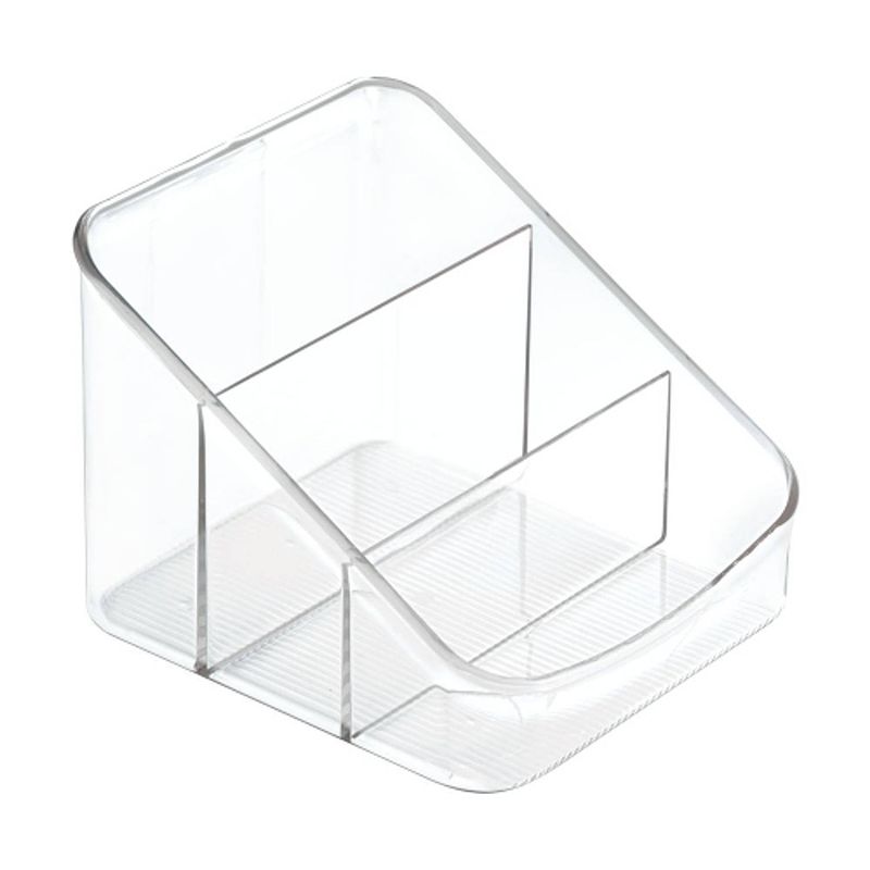 Foto van Idesign - open opbergbox met 3 vakken, schuin, 15.2 x 19.1 x 12.7 cm, kunststof, transparant - idesign linus